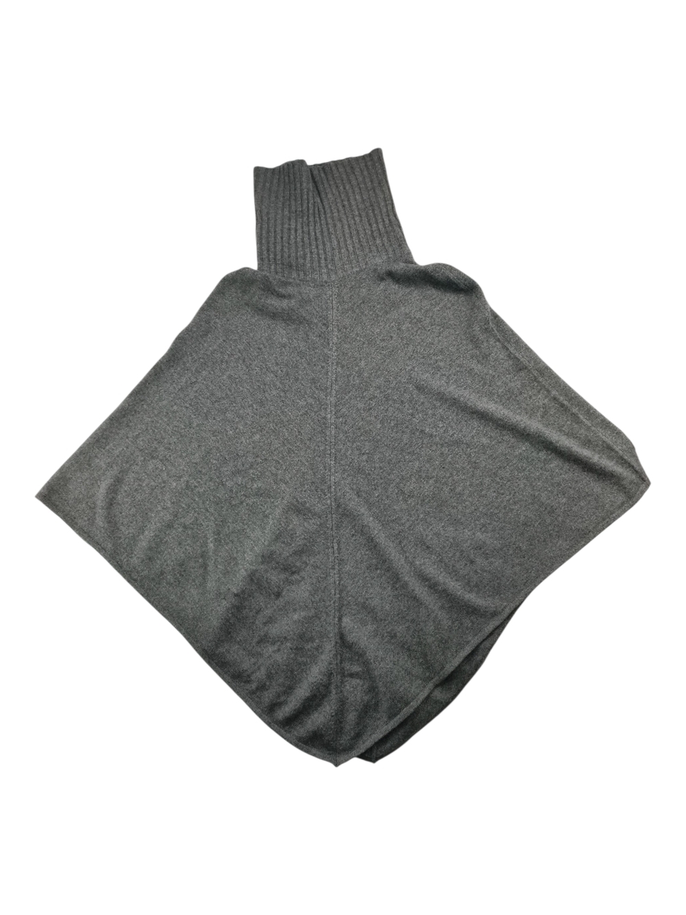 Ann Taylor 100% Cashmere Grey Turtleneck Women Poncho Cape M/L Layering Sweater